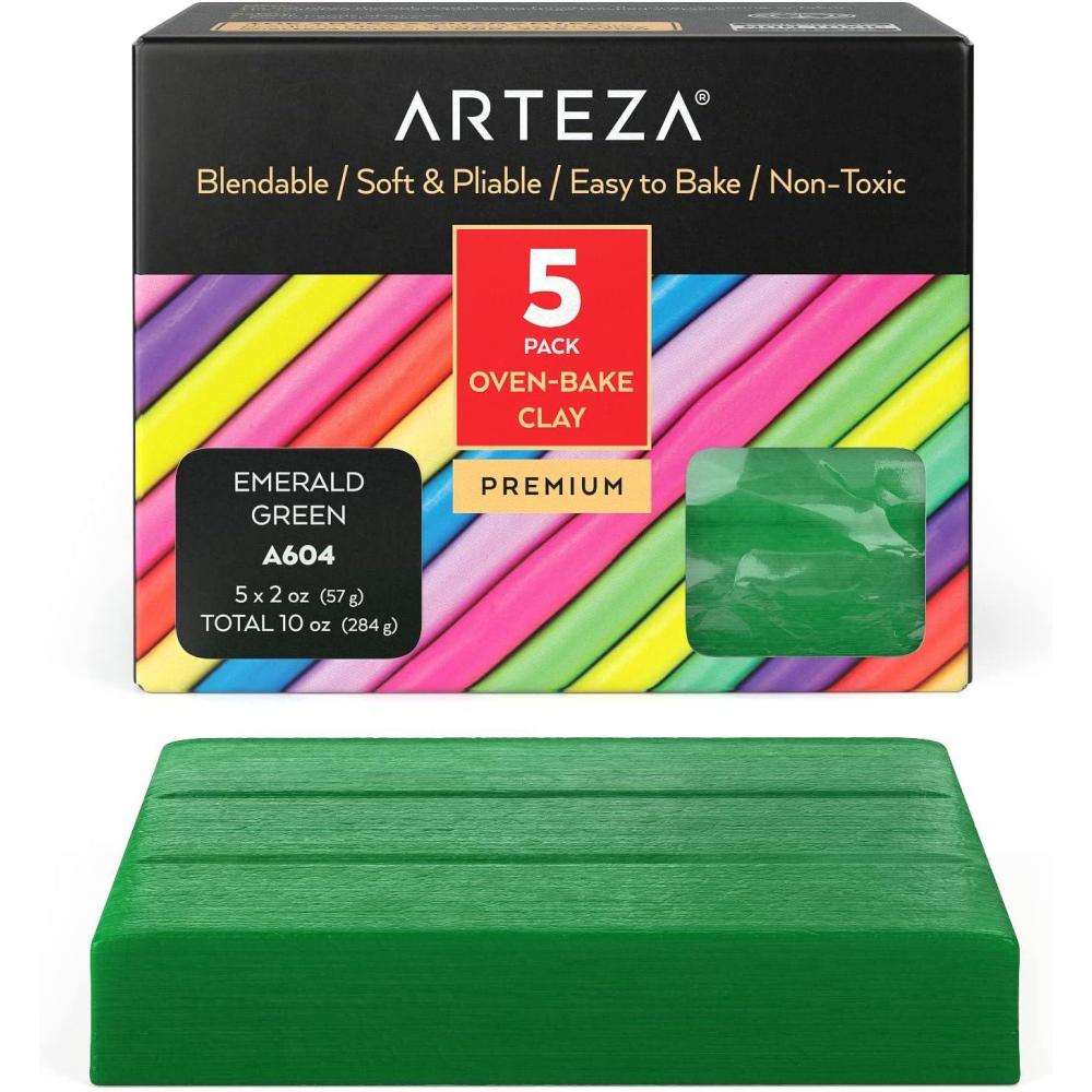 imageARTEZA Polymer Clay 10 Ounce Pack Honey A104 Soft OvenBake Clay Art Supplies for Crafts and Jewelry MakingEmerald Green