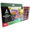 imageArteza Watercolor Colored Pencils For Adult Coloring Set of 49 Presharpened TriangularShaped Drawing Pencils for Teens and Adults Art Supplies for Sketching and Painting