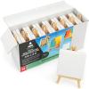 imageARTEZA Mini Canvases for Painting with Easels Pack of 14 4 x 4 Inches 100 Cotton 8 ounces Primed Stretched Canvas Bulk Pine Wood Easels