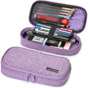 Arteza Pencil Case, Purple Pencil Pouch with Zipper Closure, School Supplies for Students and Teachers(Purple)