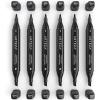 ARTEZA Black Fabric Markers, Set of 6, Permanent Textile Markers, Dual-Tip Pens for Coloring T-Shirts, Jeans, Jackets, Backpacks