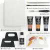 ARTEZA Texture Acrylic Paint Set – Painting Set with Metallic Acrylic Paints (Gold, Silver, Bronze), 8×10 Stretched Canvases, Modeling Paste & Silicone Texture Tools – Texture Paint Set