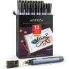 ARTEZA Oil Based Paint Markers, 12-Pack, Black, 2.5 mm Permanent Pens, Waterproof Craft and Art Supplies for Stone, Wood, Glass, Metal, Canvas, Paper