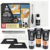 ARTEZA Texture Acrylic Paint Set – Painting Set with Metallic Acrylic Paints (Gold, Silver, Bronze), 8×10 Stretched Canvases, Modeling Paste & Silicone Texture Tools – Texture Paint Set
