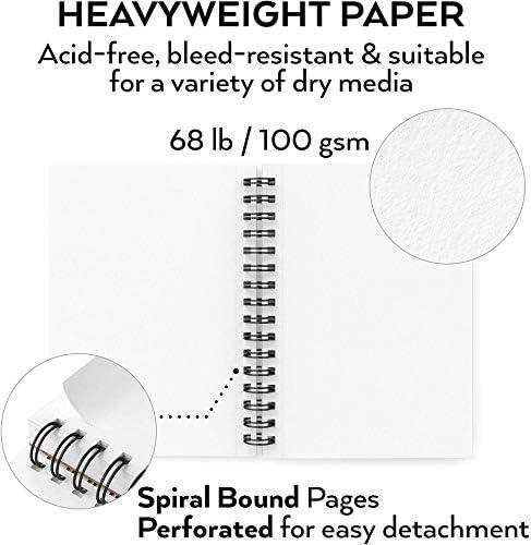imageARTEZA Sketch Book 1 Pack 100 Sheets Each and Arteza White Charcoal Pencils Pack of 12 Smooth MediumHard Sketching Crayons Art Supplies for Drawing and Highlighting