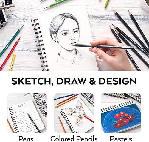 imageARTEZA Sketch Book 1 Pack 100 Sheets Each and Arteza White Charcoal Pencils Pack of 12 Smooth MediumHard Sketching Crayons Art Supplies for Drawing and Highlighting