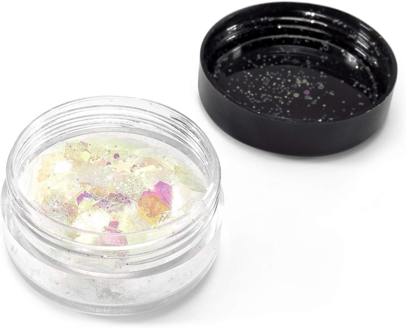 imageArteza Chunky Glitter Set of 2 Colors White and Purple Holographic Glitter Shapes in 5g Jars