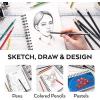 ARTEZA Sketch Book, 1 Pack, 100 Sheets Each and Arteza White Charcoal Pencils, Pack of 12, Smooth Medium-Hard Sketching Crayons, Art Supplies for Drawing and Highlighting