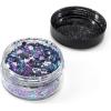 Arteza Chunky Glitter, Set of 2 Colors, White and Purple Holographic Glitter Shapes in 5-g Jars