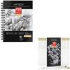 ARTEZA Sketch Book, 1 Pack, 100 Sheets Each and Arteza White Charcoal Pencils, Pack of 12, Smooth Medium-Hard Sketching Crayons, Art Supplies for Drawing and Highlighting