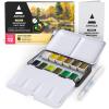 ARTEZA Watercolor Paint Set, 12 Earth Tones Half Pans, Watercolor Set with Brush, Semi Moist Water Colors(Earth Tones)
