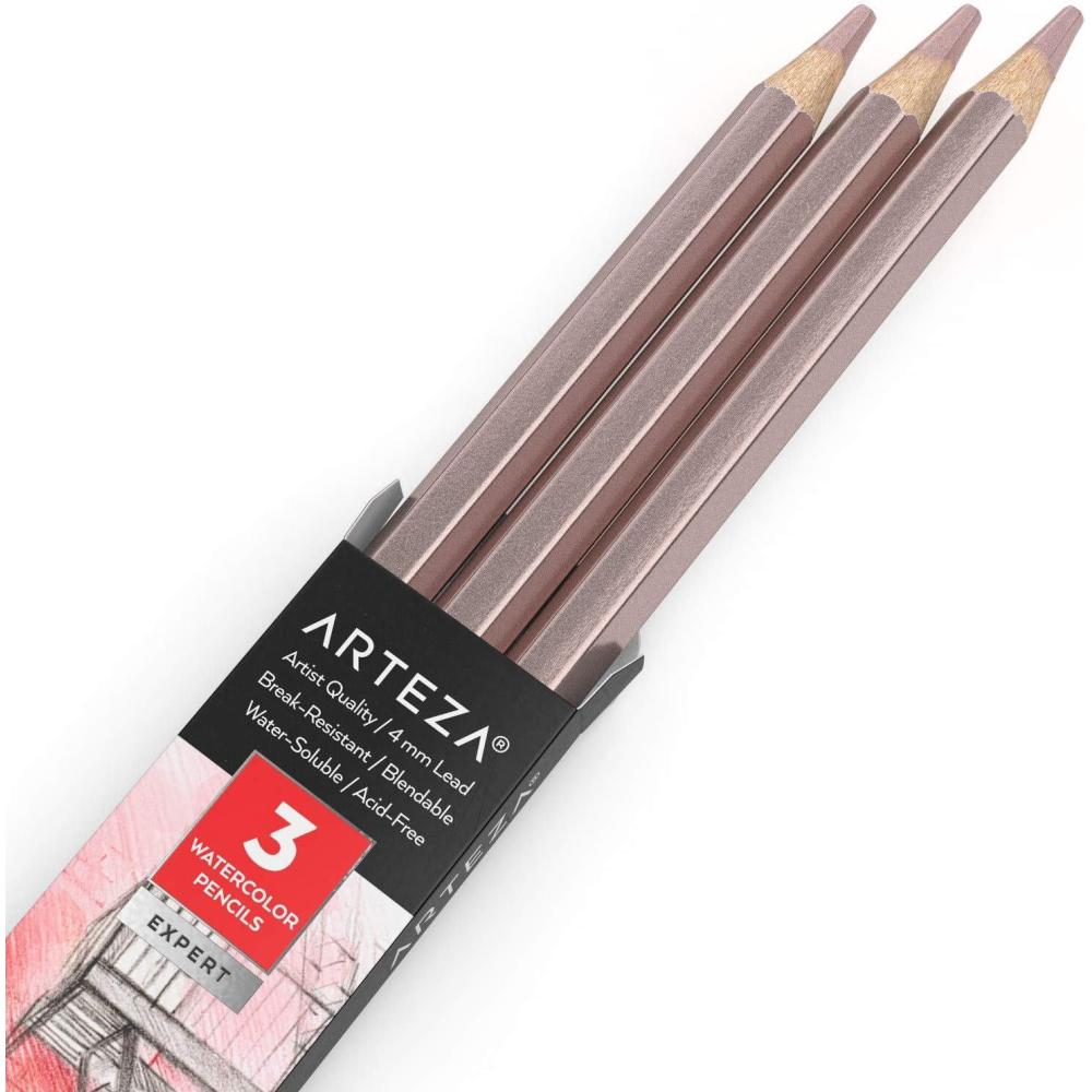 imageArteza Professional Watercolor Pencils Pack of 3 A212 Passion Fruit Red WaterSoluble Pencils for Coloring Blending Layering ampamp Watercolor TechniquesA700 Unicorn Purple