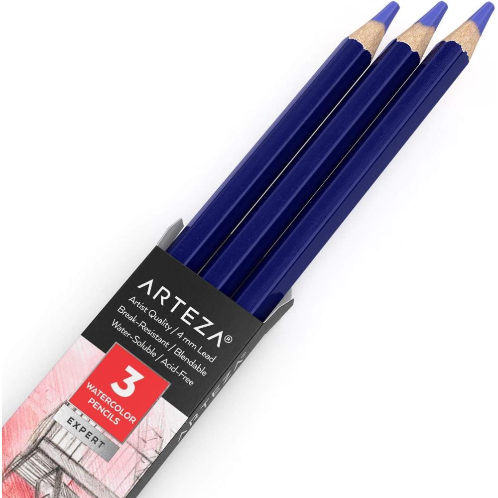 imageArteza Professional Watercolor Pencils Pack of 3 A212 Passion Fruit Red WaterSoluble Pencils for Coloring Blending Layering ampamp Watercolor TechniquesA410 Ube Purple
