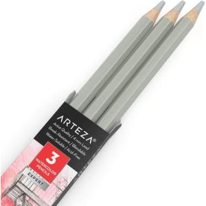 Arteza Professional Watercolor Pencils, Pack of 3, A212 Passion Fruit Red, Water-Soluble Pencils for Coloring, Blending, Layering & Watercolor Techniques(A003 Dolphin Gray)