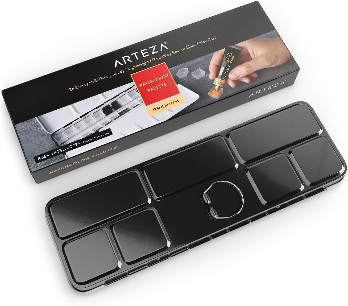 imageARTEZA Empty Watercolor Palette Tin 48 Half Pans Customizable Portable Empty Half Pans for Watercolor Paints24