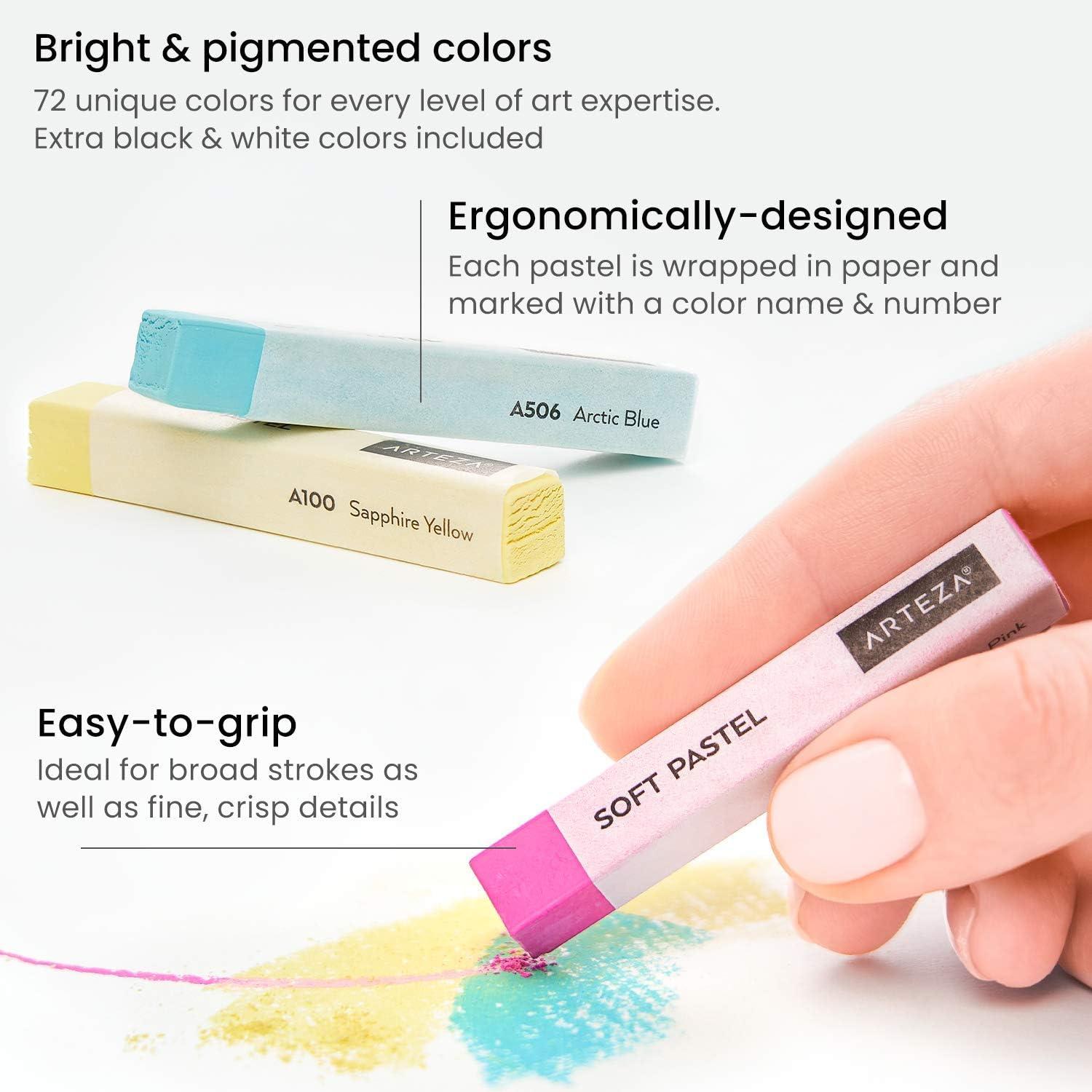 imageARTEZA Soft Pastels for Artists Set of 72 Chalk Pastels for Artists Sticks Chalk Crayons Art Supplies for Drawing Blending Layering and Shading72 Count Pack of 1