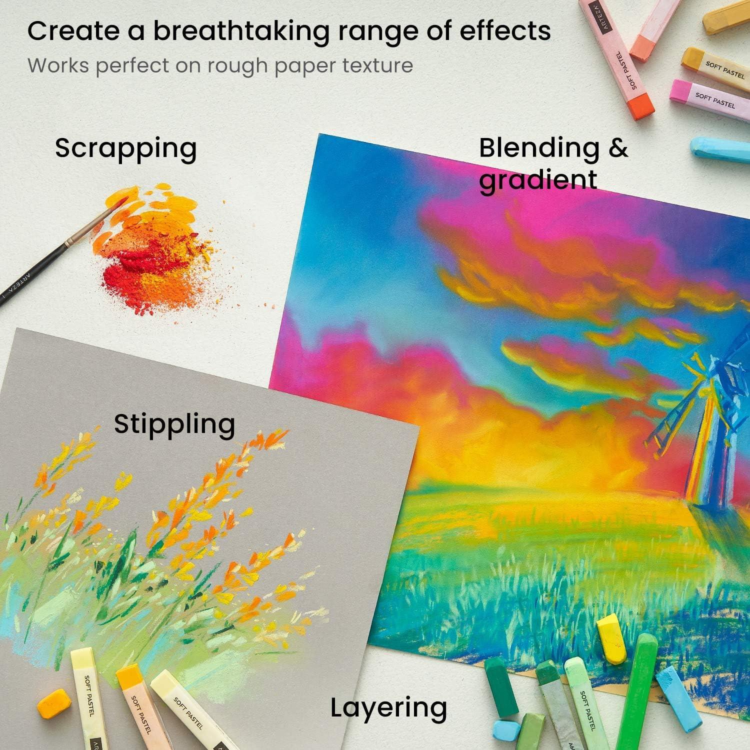 imageARTEZA Soft Pastels for Artists Set of 72 Chalk Pastels for Artists Sticks Chalk Crayons Art Supplies for Drawing Blending Layering and Shading72 Count Pack of 1