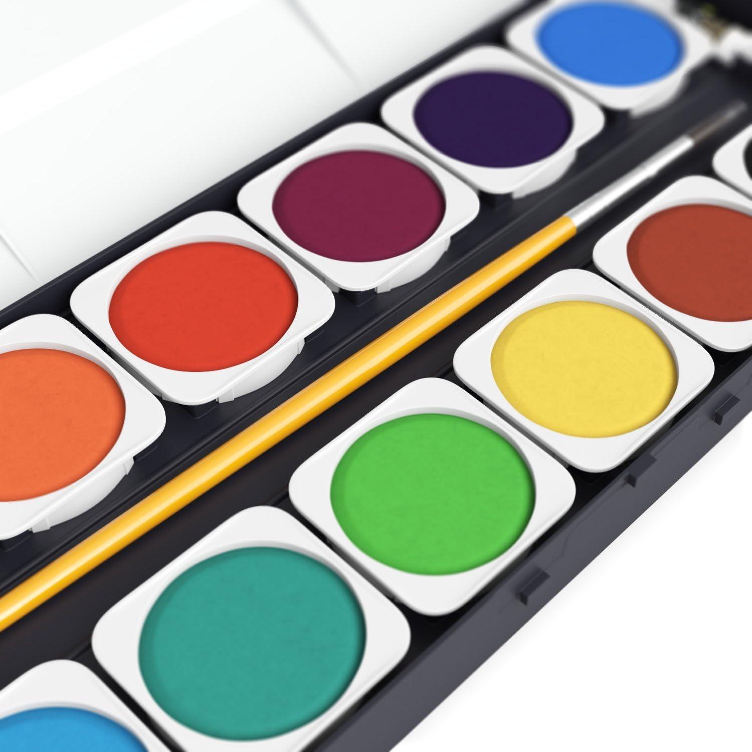 imageARTEZA Watercolor Paint Set for Kids 25 Water Colors Watercolor Set Includes Paint Brush Watercolor Supplies for Kids