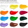 ARTEZA Glass Paint – Acrylic Paint Set of 12 Classic Colors, 0.74 Fluid Ounce Tubes, for Glass and Ceramics, for Artists, Crafters and Beginners