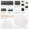 Arteza Acrylic Pouring Paint Kit, 36 Pieces, Bright and Iridescent Pouring Paint, Pearlized Paint, 3D Fabric Paint, Chunky Glitter, Wood Slices, Canvases, and Foam Brushes, Art Supplies for Painters(Pouring)
