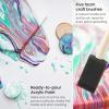 Arteza Acrylic Pouring Paint Kit, 36 Pieces, Bright and Iridescent Pouring Paint, Pearlized Paint, 3D Fabric Paint, Chunky Glitter, Wood Slices, Canvases, and Foam Brushes, Art Supplies for Painters(Pouring)
