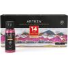 ARTEZA Metallic Fabric Paint, Set of 14, Permanent Paint, Textile Paint for Drawing on T-Shirts, Denim, Cotton, Linen, and Mixed Fabrics