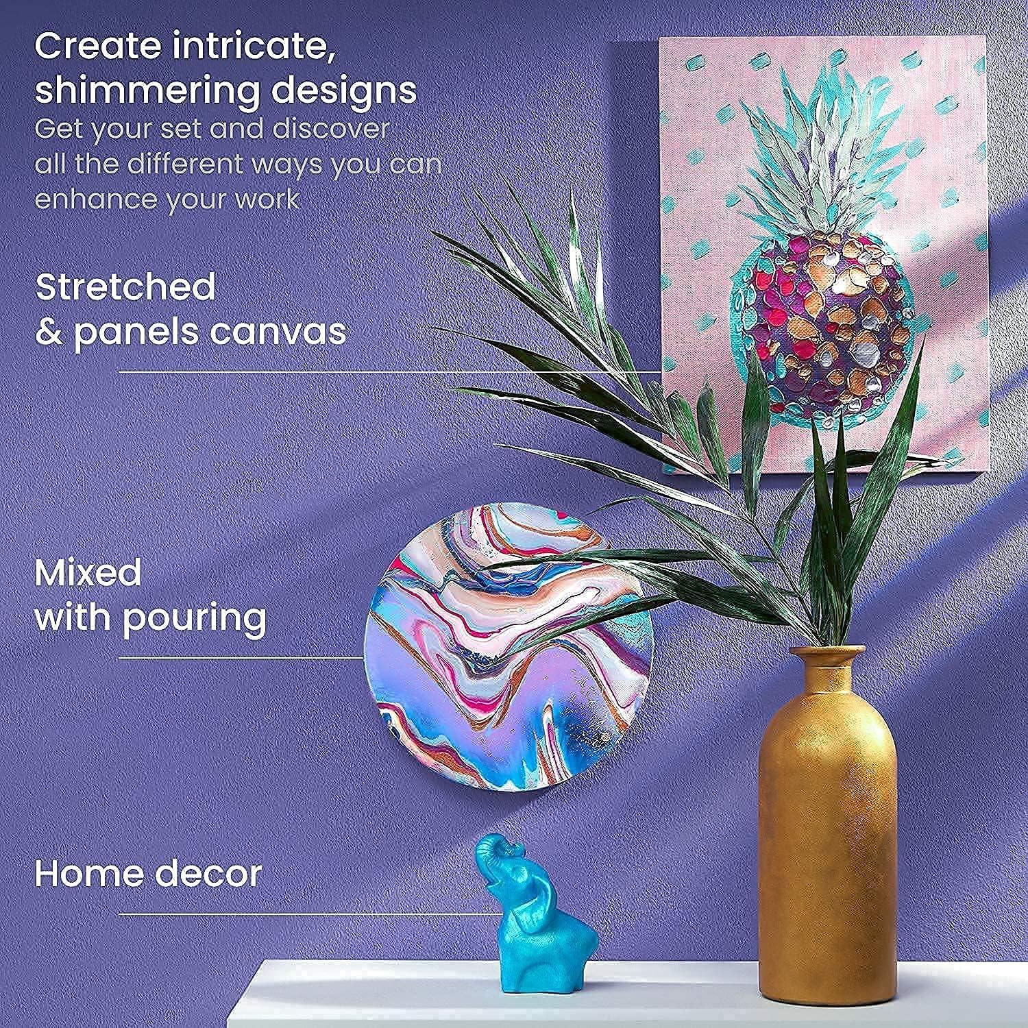 imageARTEZA Metallic Acrylic Paint Set of 8 Classic Elements and Set of 8 Vibrant Essentials Tones Bundle Painting Art Supplies for Artist Hobby Painters amp Beginners