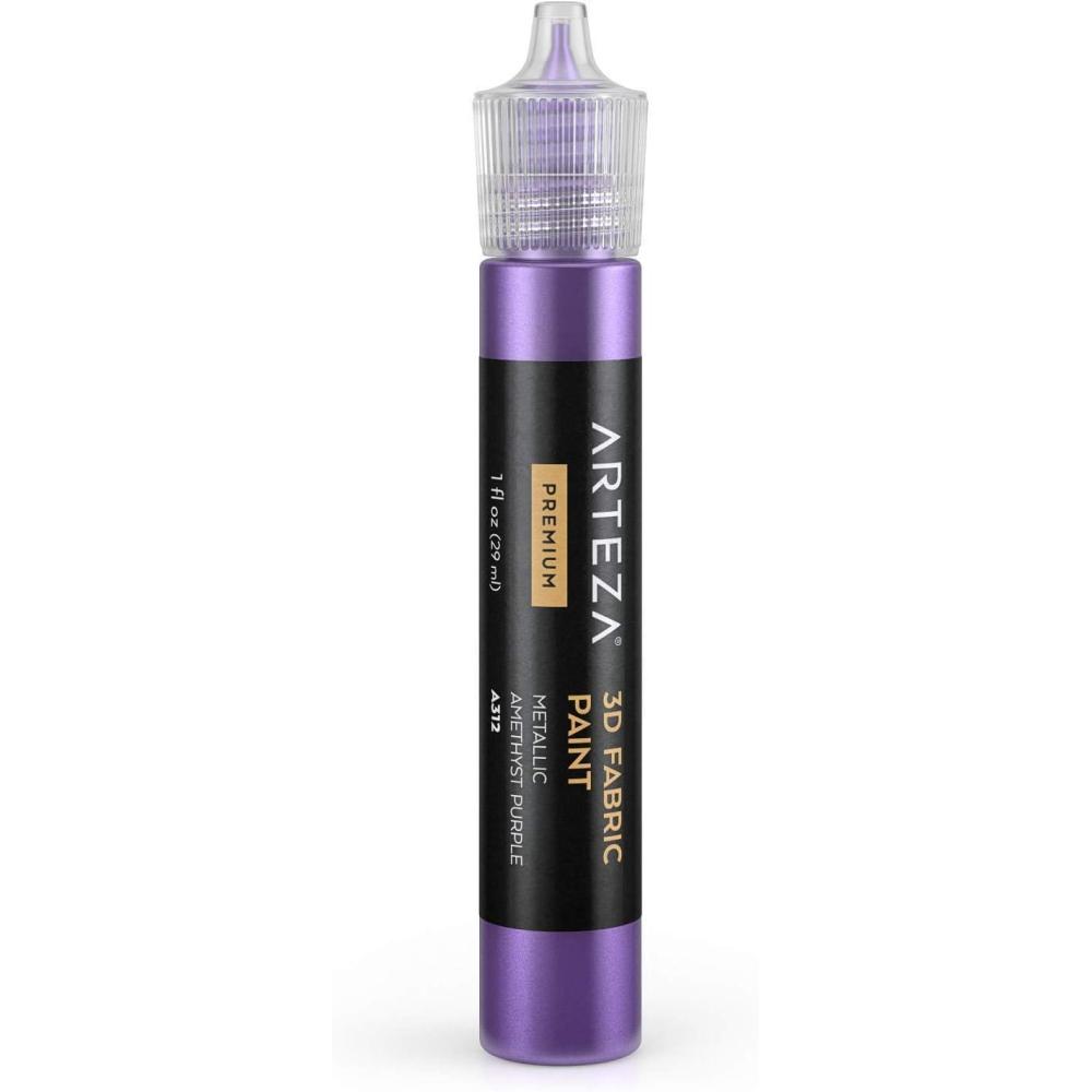 imageArteza 3D Fabric Paint Metallic Amethyst Purple A312 1oz Tube Washer amp Dryer Safe Textile Paint for Clothing Accessories Ceramic Glass amp DIY Projects
