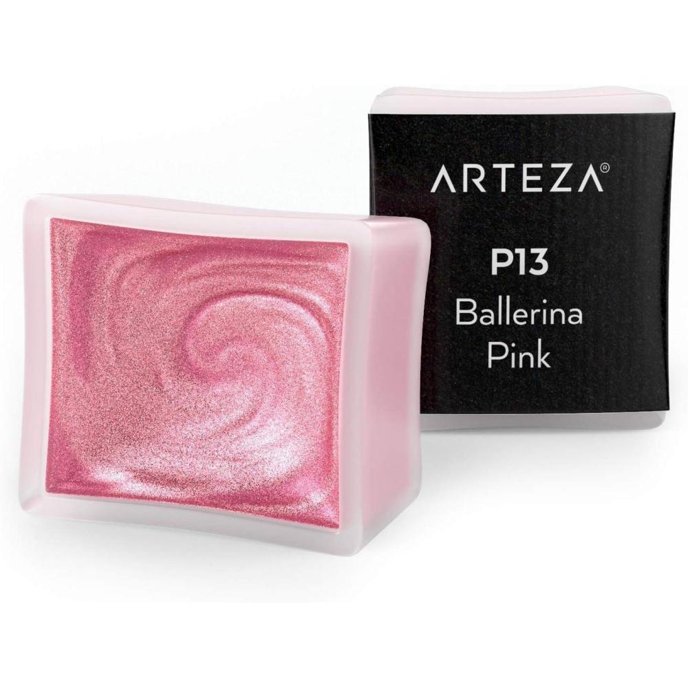 imageArteza Metallic Watercolor Paint Iridescent Pink A710 Set of 2 Half Pans Pearl Paint Vibrant and Pearlescent Hues for Illustrations Calligraphy PaintingA709 Ballerina Pink