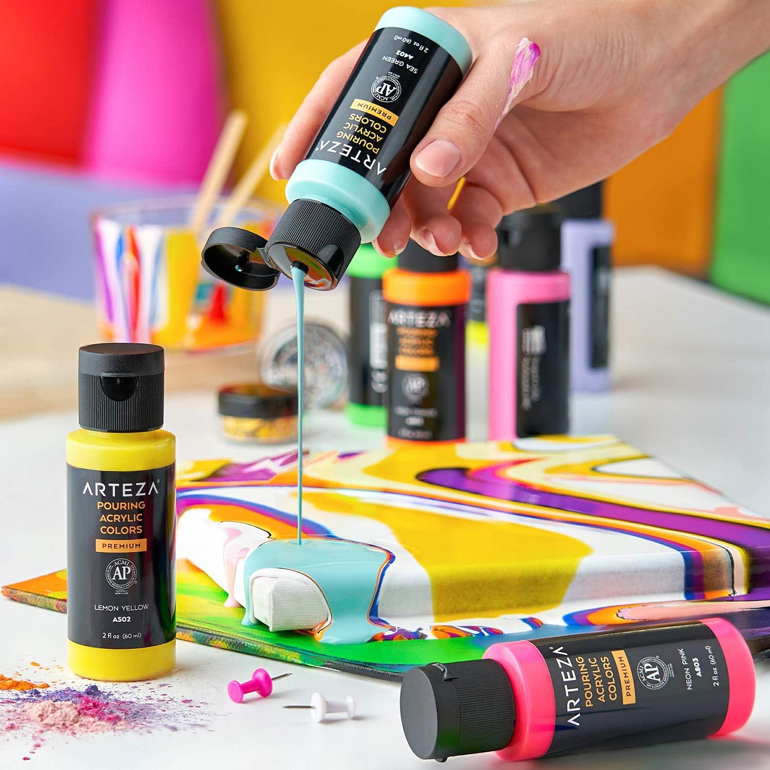 imageARTEZA Acrylic Pouring Paint 8 oz 236 ml A600 Sea Green HighFlow No Mixing Needed For Canvas Glass Paper Wood Tile StonesBronze