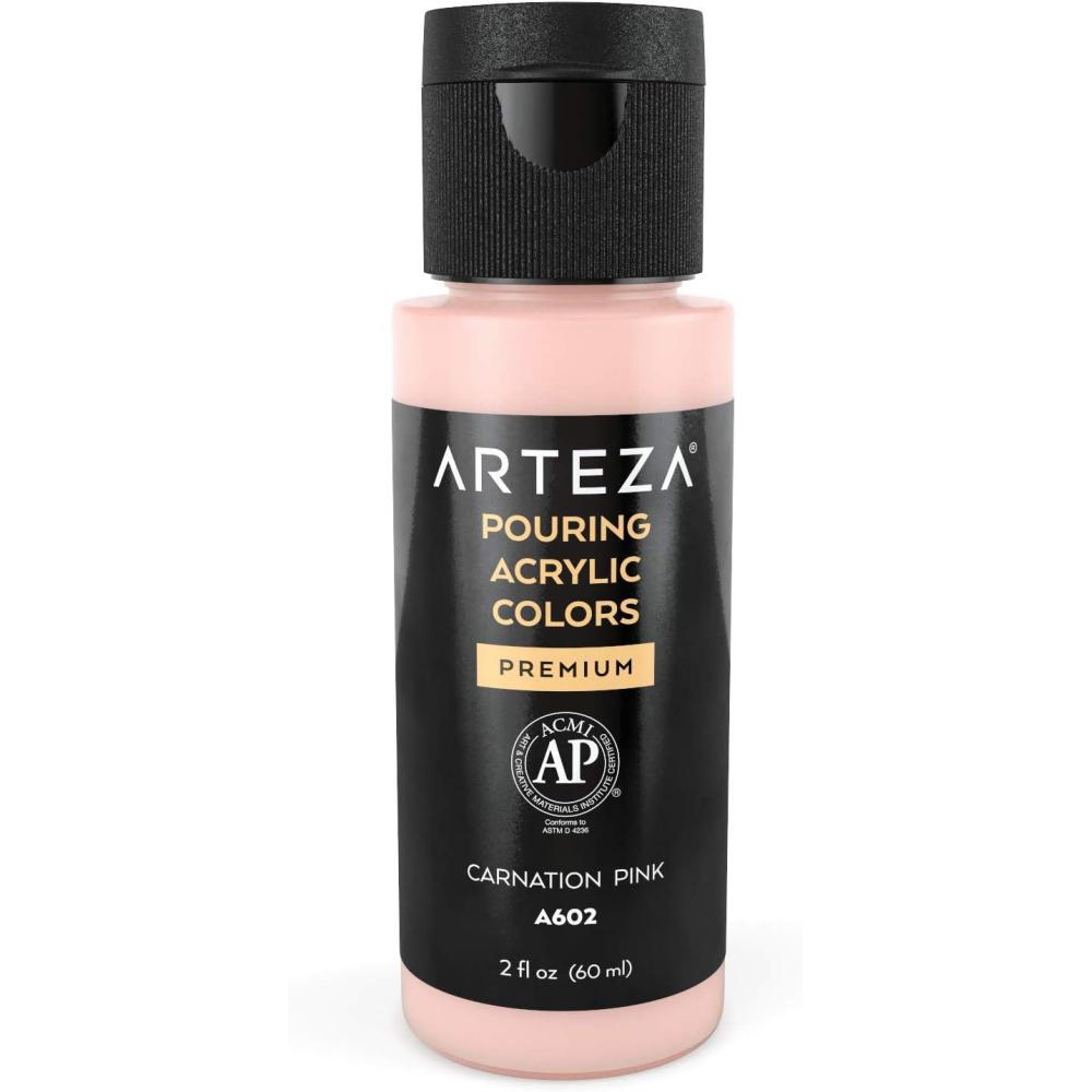imageARTEZA Acrylic Pouring Paint 8 oz 236 ml A600 Sea Green HighFlow No Mixing Needed For Canvas Glass Paper Wood Tile StonesCarnation Pink