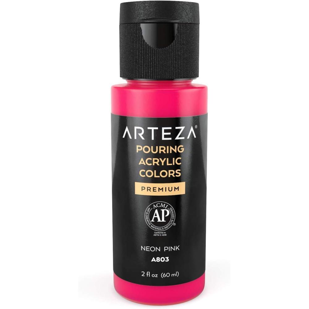 imageARTEZA Acrylic Pouring Paint 8 oz 236 ml A600 Sea Green HighFlow No Mixing Needed For Canvas Glass Paper Wood Tile StonesNeon Pink