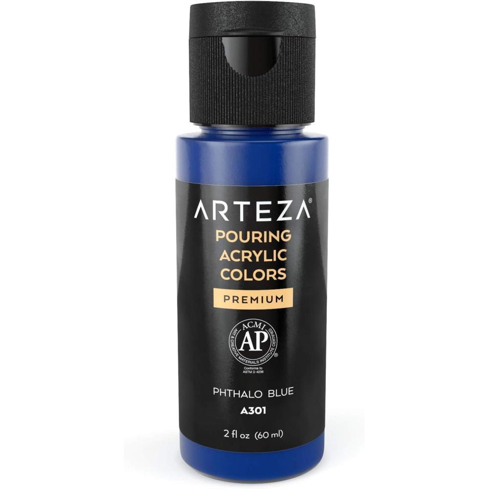 imageARTEZA Acrylic Pouring Paint 8 oz 236 ml A600 Sea Green HighFlow No Mixing Needed For Canvas Glass Paper Wood Tile StonesPhthalo Blue