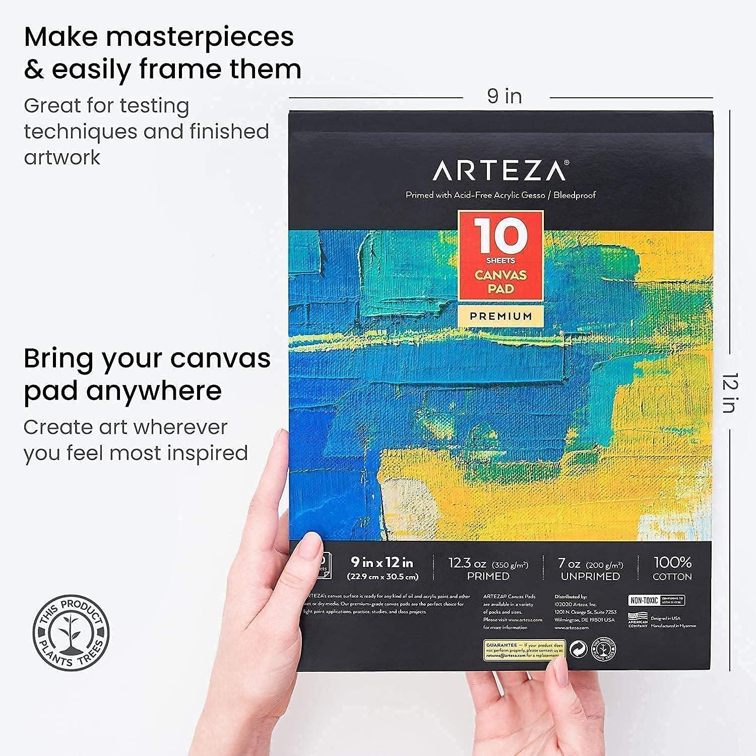 imageARTEZA Acrylic Paint and Canvas Pads Bundle Painting Art Supplies for Artist Hobby Painters amp Beginners