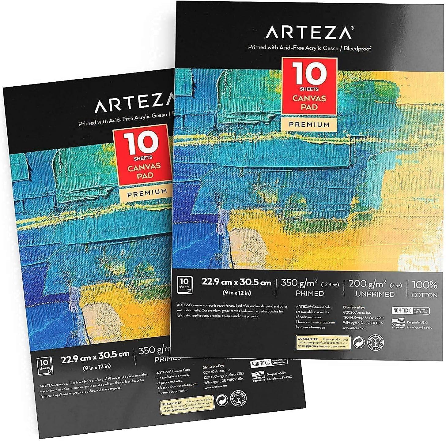imageARTEZA Acrylic Paint and Canvas Pads Bundle Painting Art Supplies for Artist Hobby Painters amp Beginners