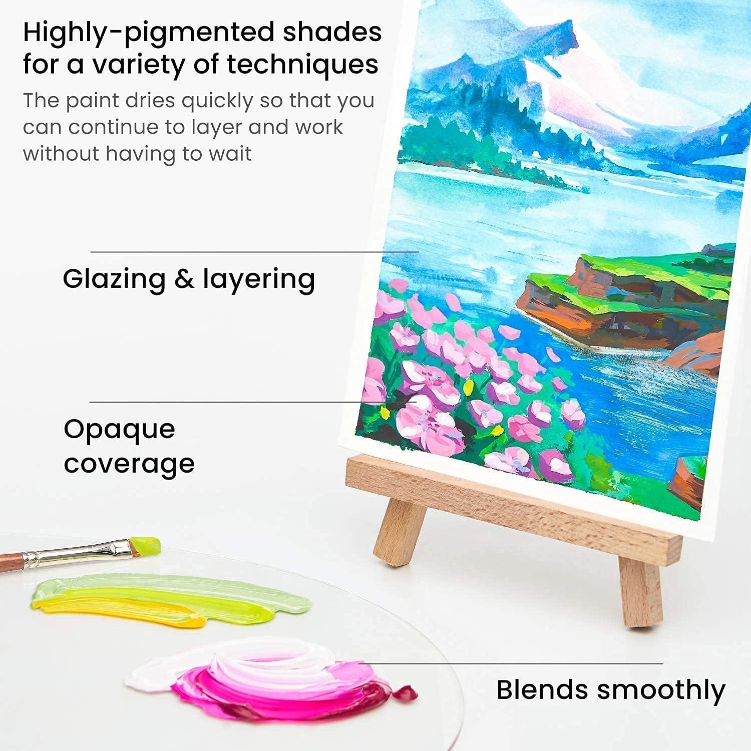 imageARTEZA Acrylic and Gouache Paint Set Bundle Painting Art Supplies for Artist Hobby Painters amp Beginners