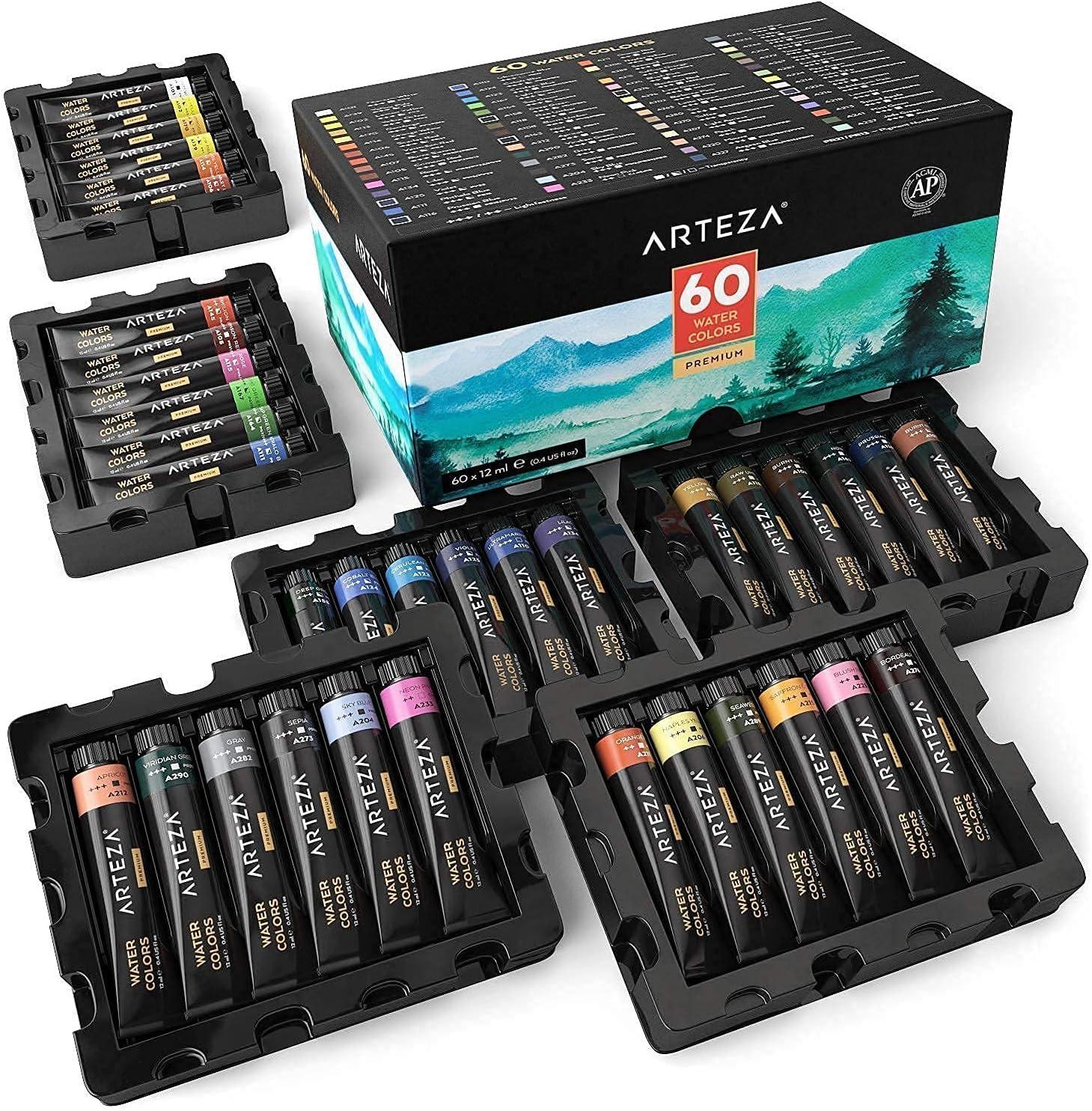 imageARTEZA Gouache and Watercolor Paint Bundle Painting Art Supplies for Artist Hobby Painters amp Beginners