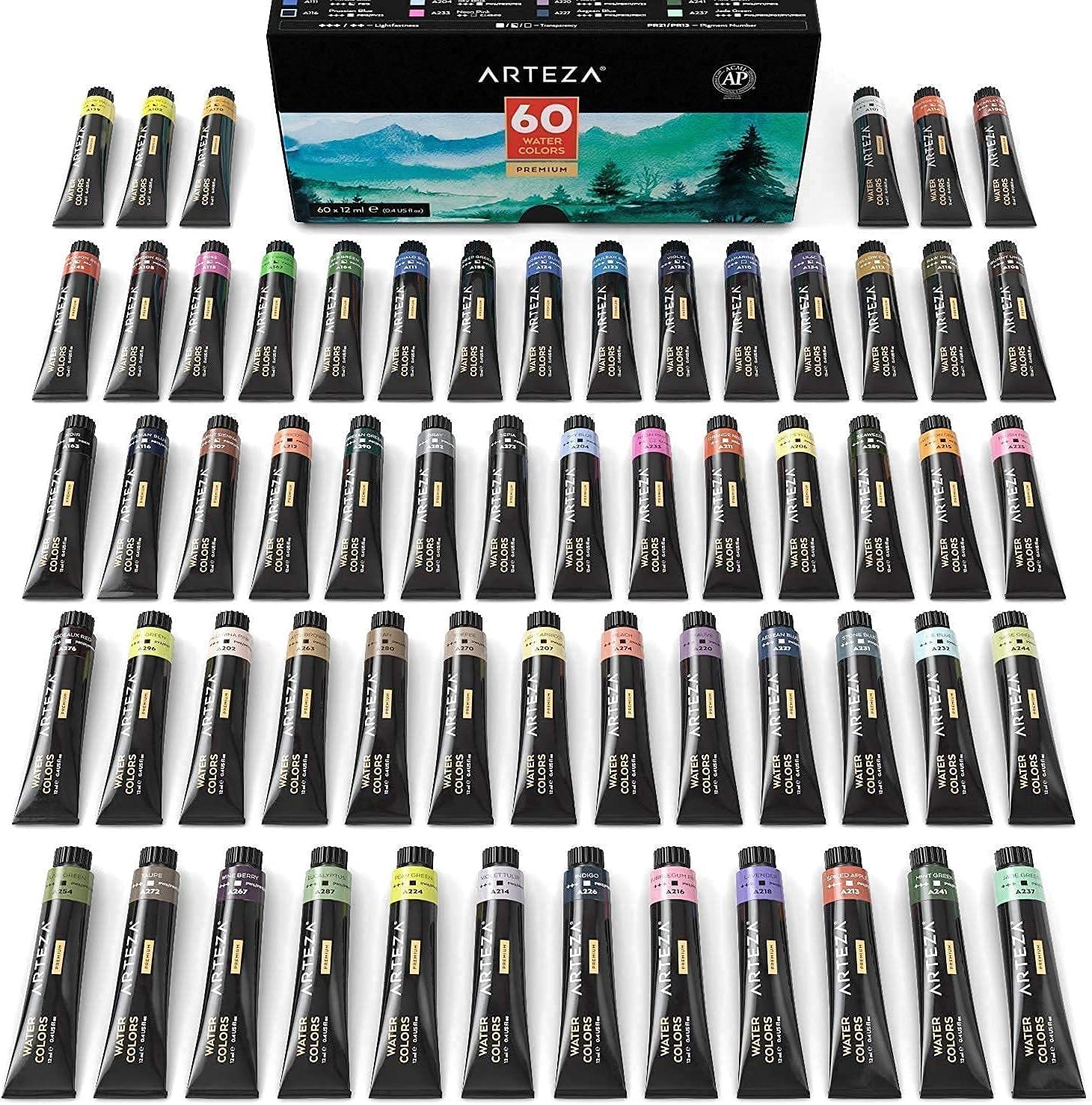 imageARTEZA Gouache and Watercolor Paint Bundle Painting Art Supplies for Artist Hobby Painters amp Beginners