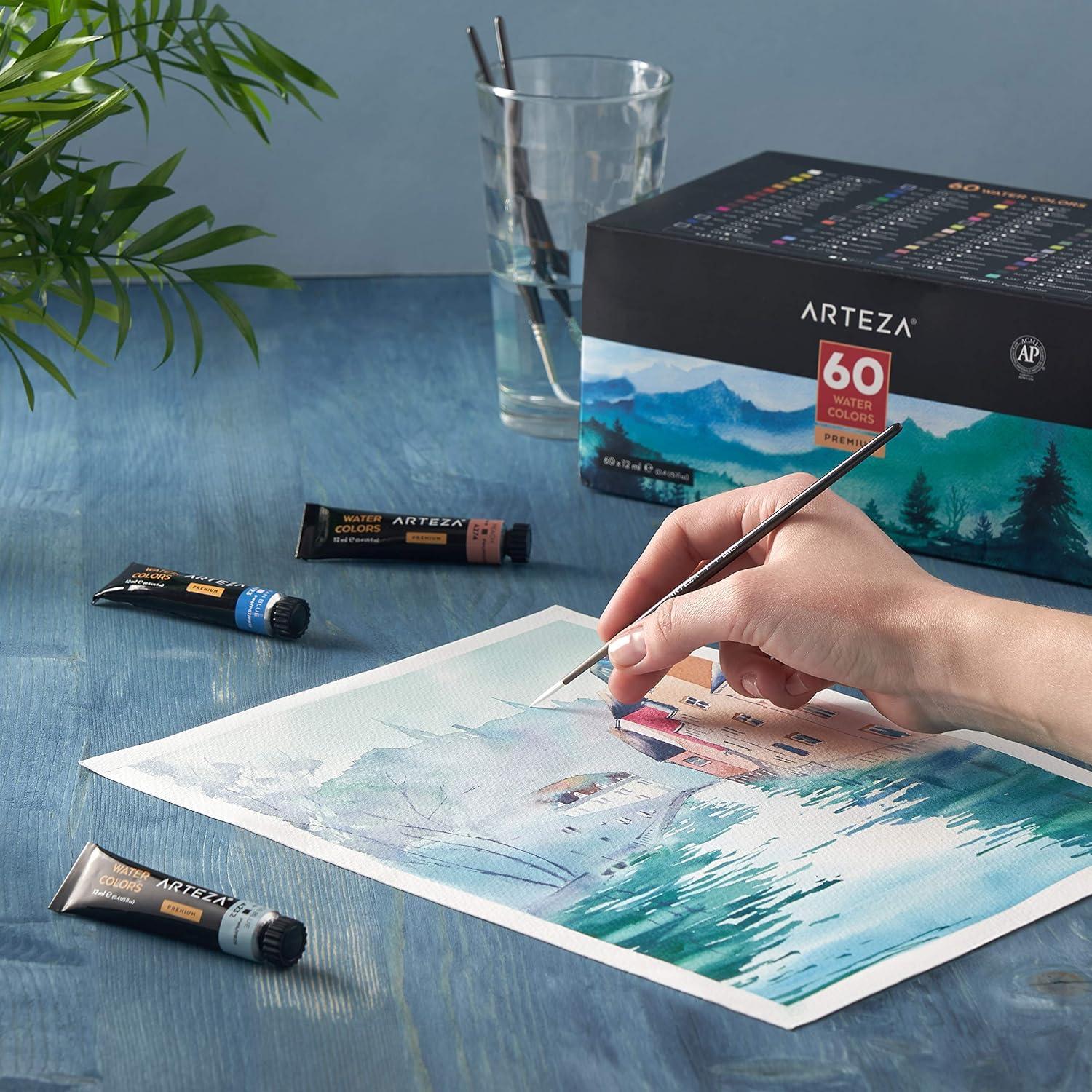 imageARTEZA Gouache and Watercolor Paint Bundle Painting Art Supplies for Artist Hobby Painters amp Beginners