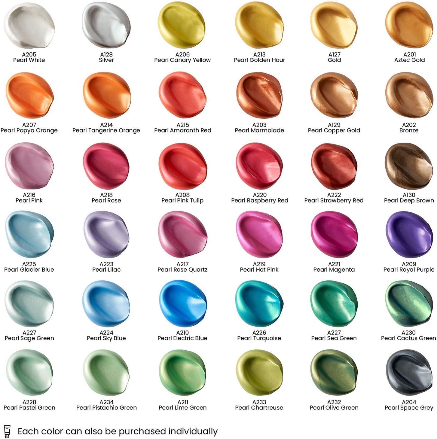 imageARTEZA Metallic Acrylic Paint Set of 36 Colors with Acrylic Paint Set of 24 Colors Painting Art Supplies for Artist Hobby Painters amp Beginners