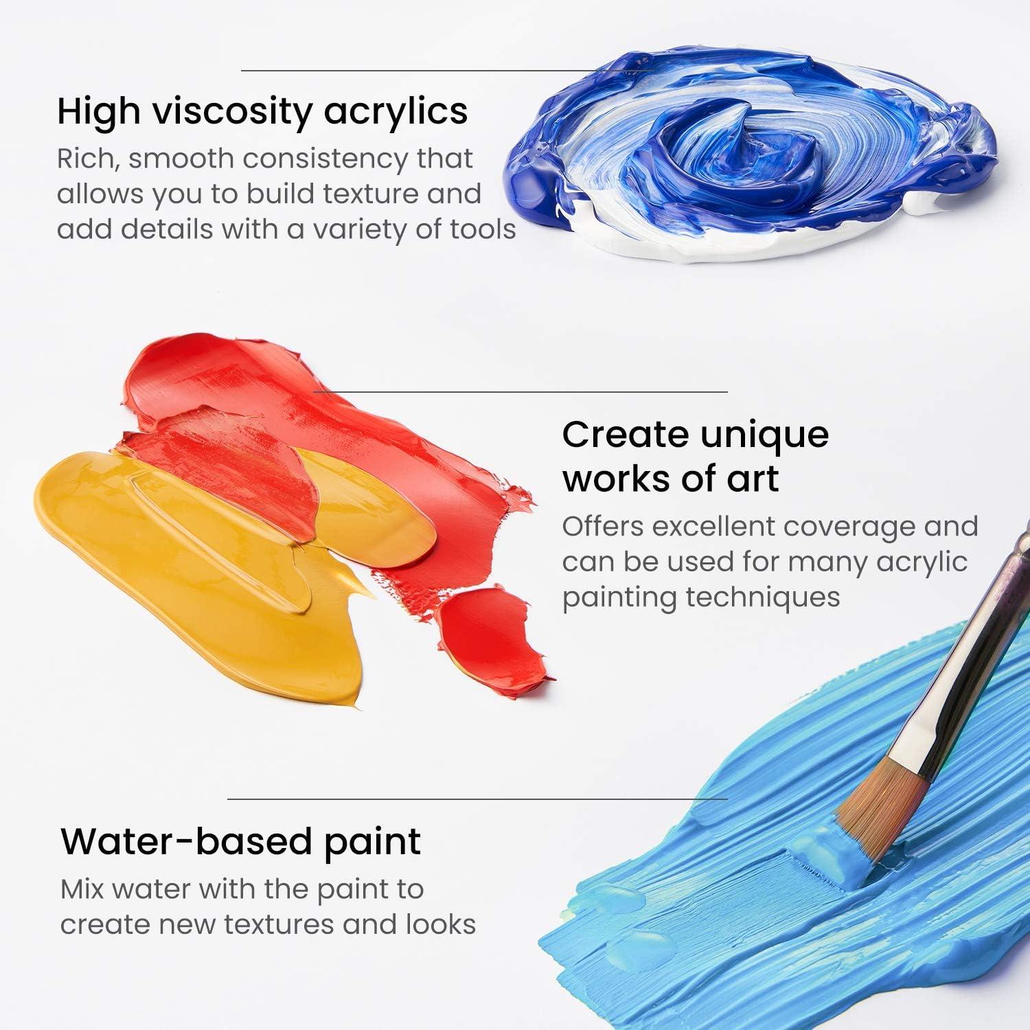 imageARTEZA Metallic Acrylic Paint Set of 36 Colors with Acrylic Paint Set of 24 Colors Painting Art Supplies for Artist Hobby Painters amp Beginners
