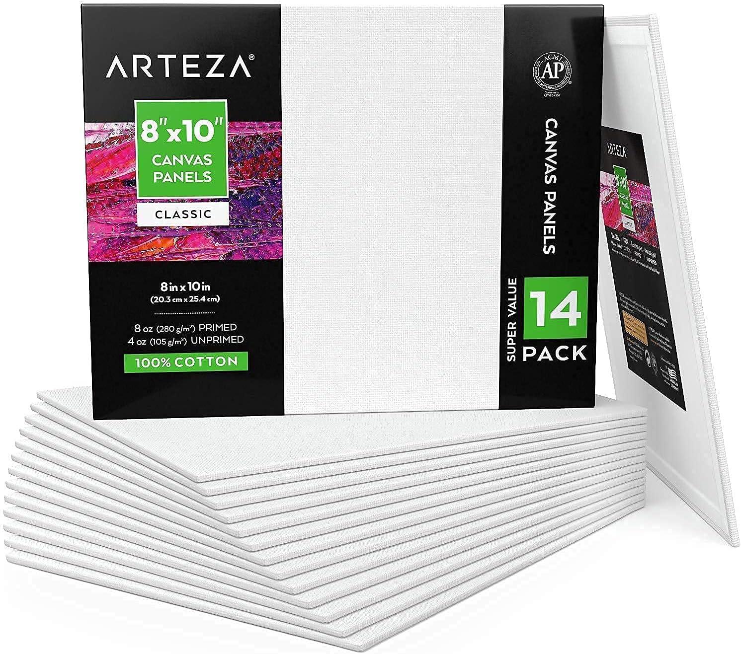 imageArteza Acrylic Paint Set and Canvas Boards Bundle for Artist Painting Art Supplies for Artist Hobby Painters amp Beginners