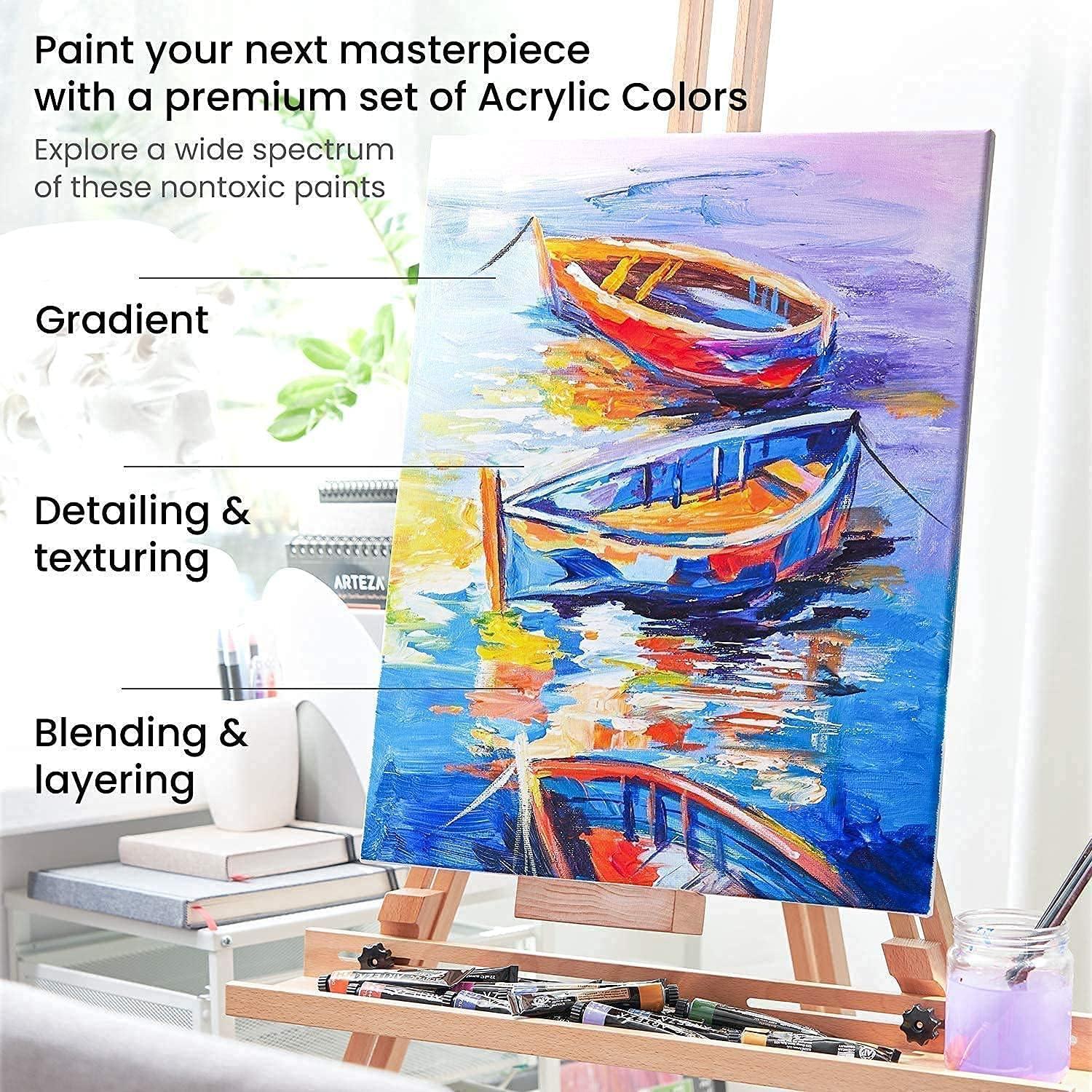 imageArteza Acrylic Paint Set and Canvas Panels Multi Pack Bundle Painting Art Supplies for Artist Hobby Painters amp Beginners