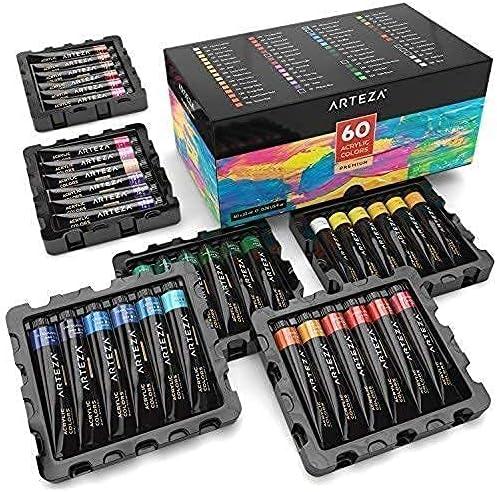 imageArteza Acrylic Paint and Canvas Panels Bundle Painting Art Supplies for Artist Hobby Painters amp Beginners