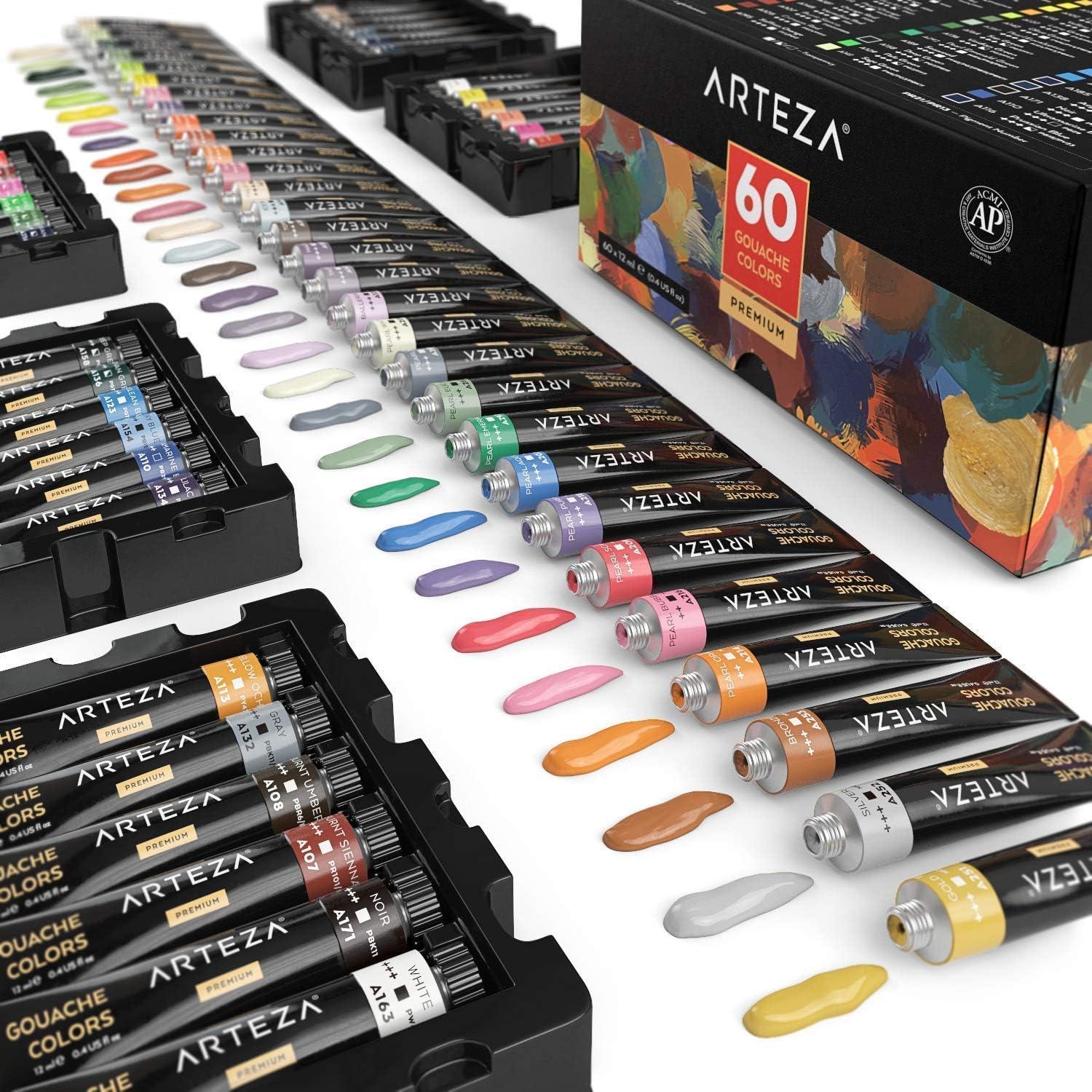 imageArteza Gouache Paint and Canvas Pack Bundle Painting Art Supplies for Artist Hobby Painters amp Beginners