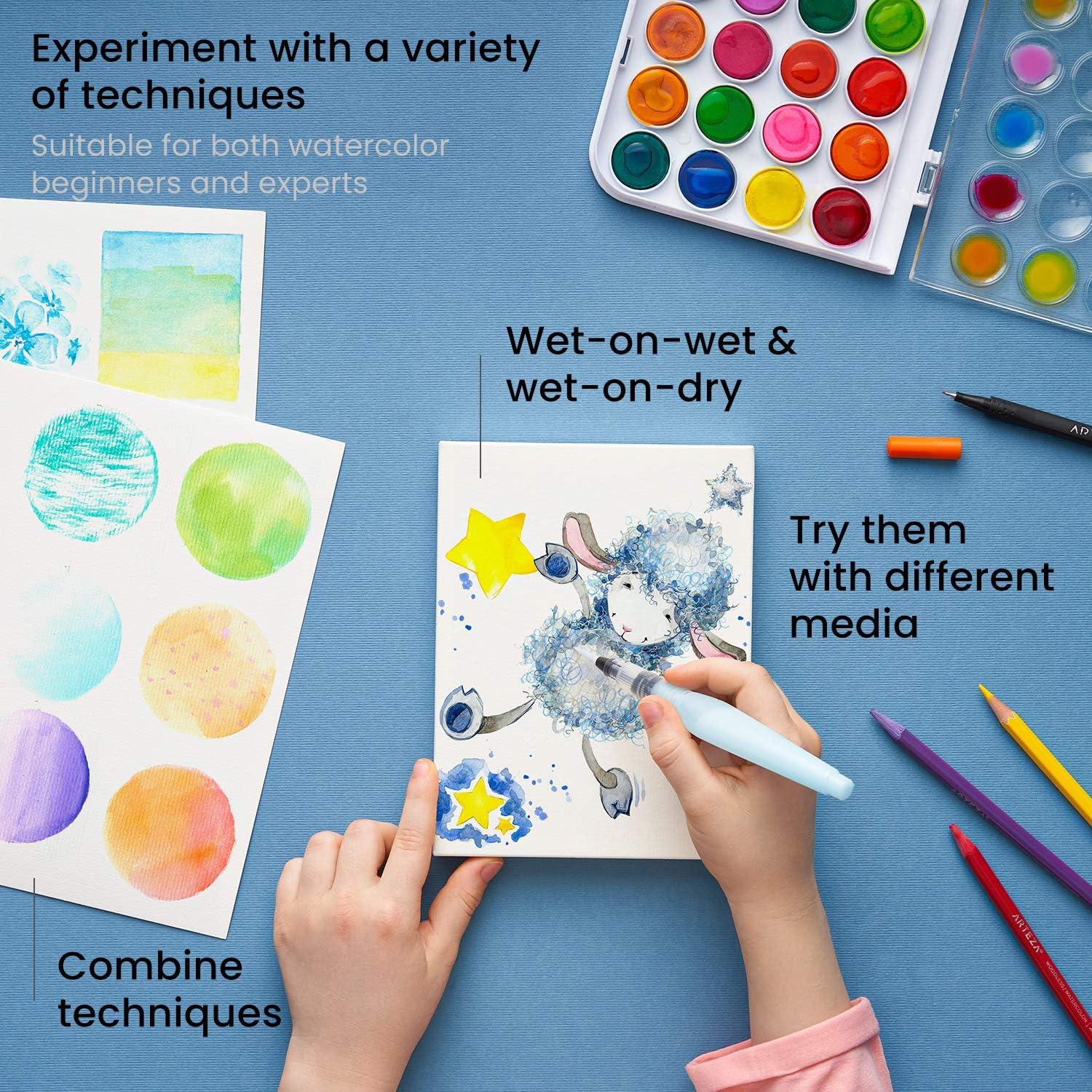 imageArteza Kids Watercolor Painting Art Set Watercolor Paint 36 and Foldable Canvas Paper Bundle DIY Painting Kit Art Supplies for Kids and Adults5x66 Inches Kids Bundle