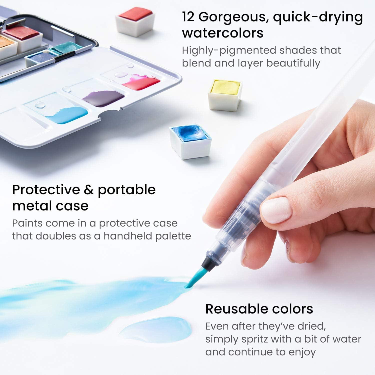 imageArteza Kids Watercolor Painting Art Set Watercolor Paint 36 and Foldable Canvas Paper Bundle DIY Painting Kit Art Supplies for Kids and Adults5x66 Inches Watercolor Bundle