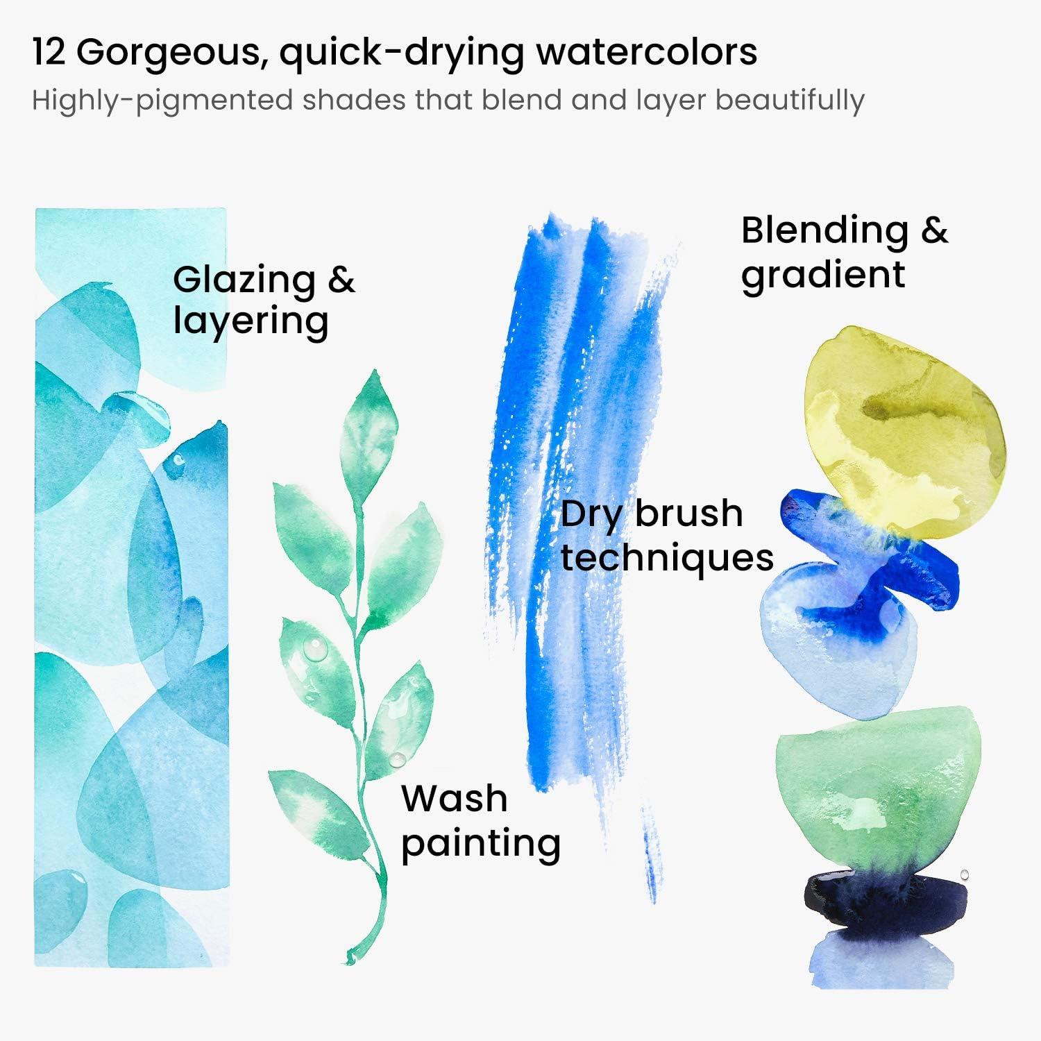 imageArteza Kids Watercolor Painting Art Set Watercolor Paint 36 and Foldable Canvas Paper Bundle DIY Painting Kit Art Supplies for Kids and Adults5x66 Inches Watercolor Bundle