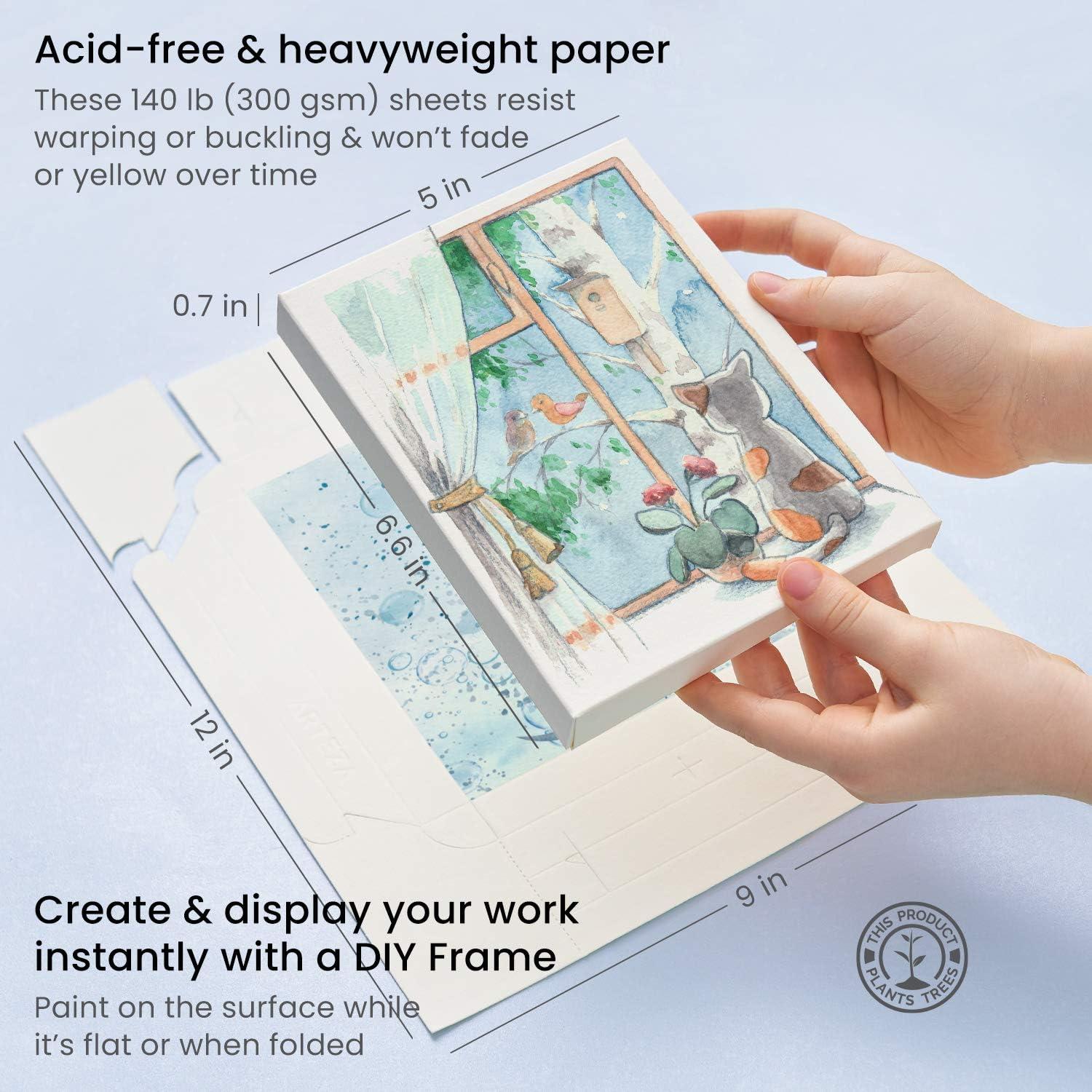 imageArteza Kids Watercolor Painting Art Set Watercolor Paint 36 and Foldable Canvas Paper Bundle DIY Painting Kit Art Supplies for Kids and Adults5x66 Inches Kids Bundle