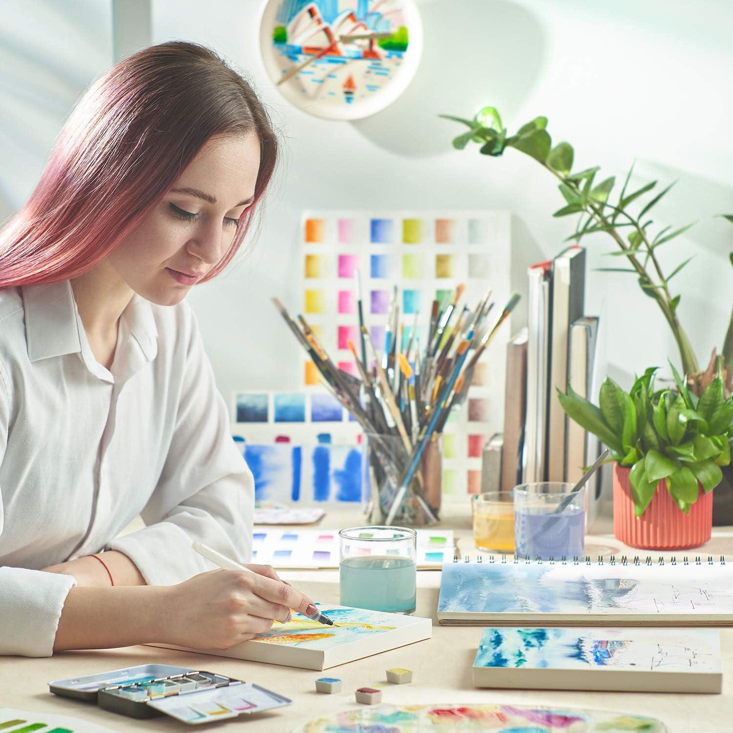 imageArteza Kids Watercolor Painting Art Set Watercolor Paint 36 and Foldable Canvas Paper Bundle DIY Painting Kit Art Supplies for Kids and Adults5x66 Inches Watercolor Bundle